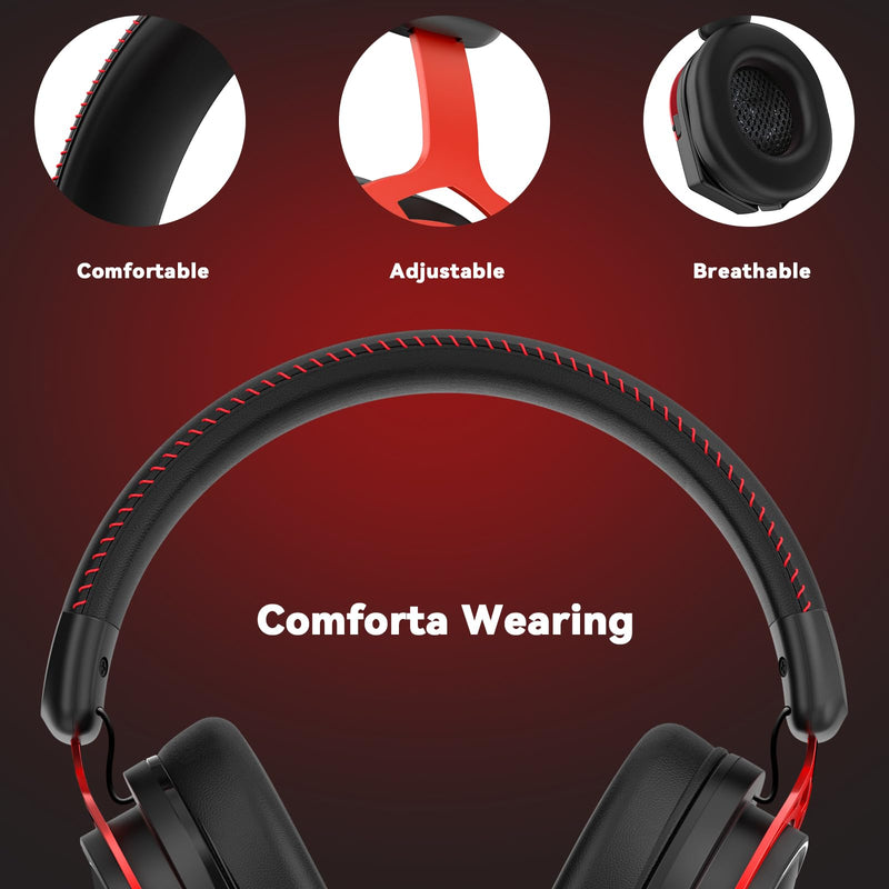 IMYB A88 Gaming Headset with Mic for Ps5, Pc, Xbox One Series X/s, Ps4, Switch, Stereo Wired Noise Cancelling Headphones with Microphone for Computer, Laptop, Mac, Nintendo, Games (Red) BlackRed