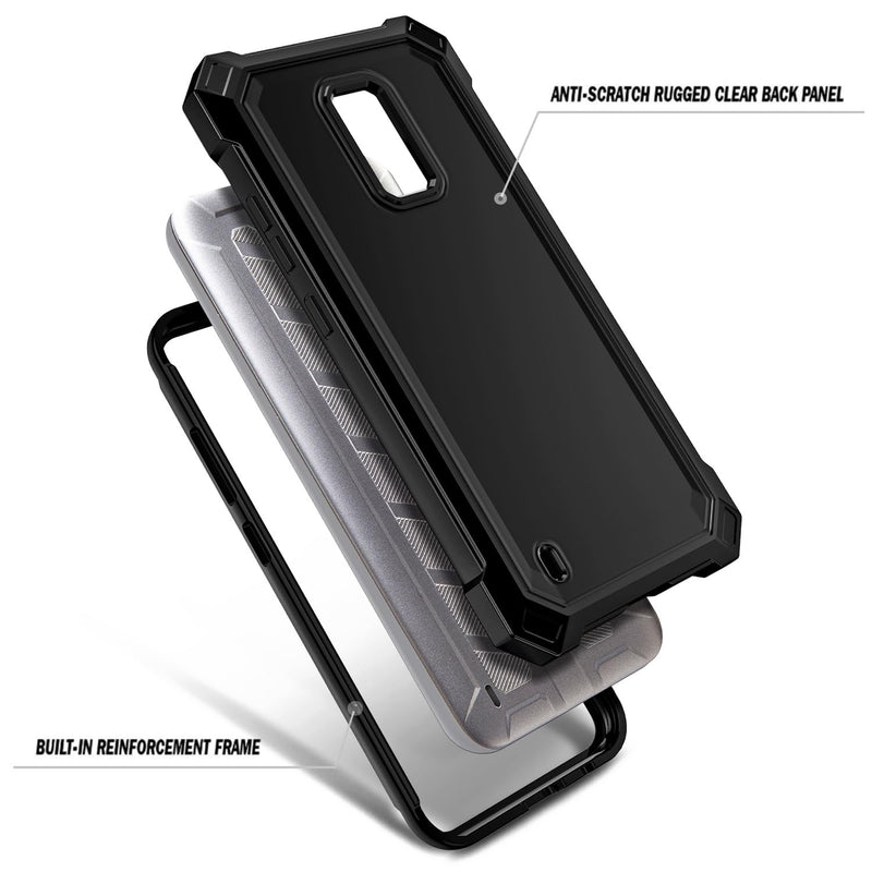 Compatible with BLU View 4 (B135DL) / View 2 2023 Case with Tempered Glass Screen Protector, Full-Body Protective Shockproof Rugged Bumper Cover, Impact Resist Case (Black) Black