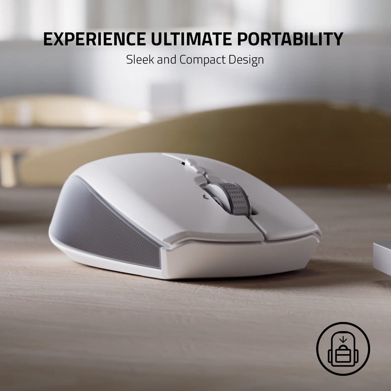 Razer Pro Click Mini Portable Wireless Mouse: Silent, Tactile, Mouse Clicks - Sleek & Compact Design - HyperScroll Technology - Productivity Dongle - Connect up to 4 Devices - 7 Programmable Buttons White