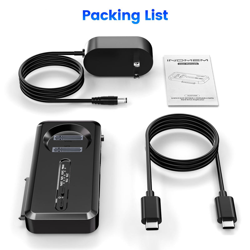 M.2 NVMe to 2.5'' 3.5'' Offline Clone Enclosure, SATA SSD to NVMe SSD Enclosure Adapter Cloner, 10Gbps Standalone Clone Duplicator