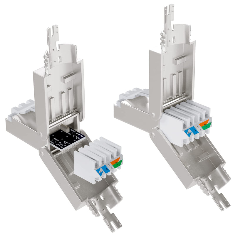 HB-DIGITAL 4x CAT 7 RJ45 Connector Network Connector for Rigid LAN Cable Installation Cable Ethernet - Tool-Free LSA - 10 Gbit/s AWG 22-24 Fully Shielded STP 50μ Gold-Plated Contacts 4 pcs. CAT. 7 US
