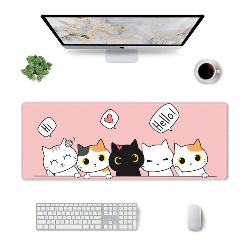 Pink Cute Kittens Cat Gaming Mouse Pad Large XL Girls Kawaii Desk Mat Long Extended Pads Big Mousepad for Home Office Decor Accessories 1