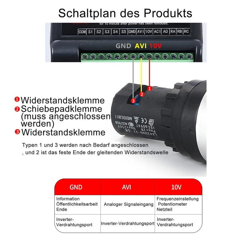 2 x 5K Potentiometer Panel Installation VSD VFD Variable Speed for Frequency Converter