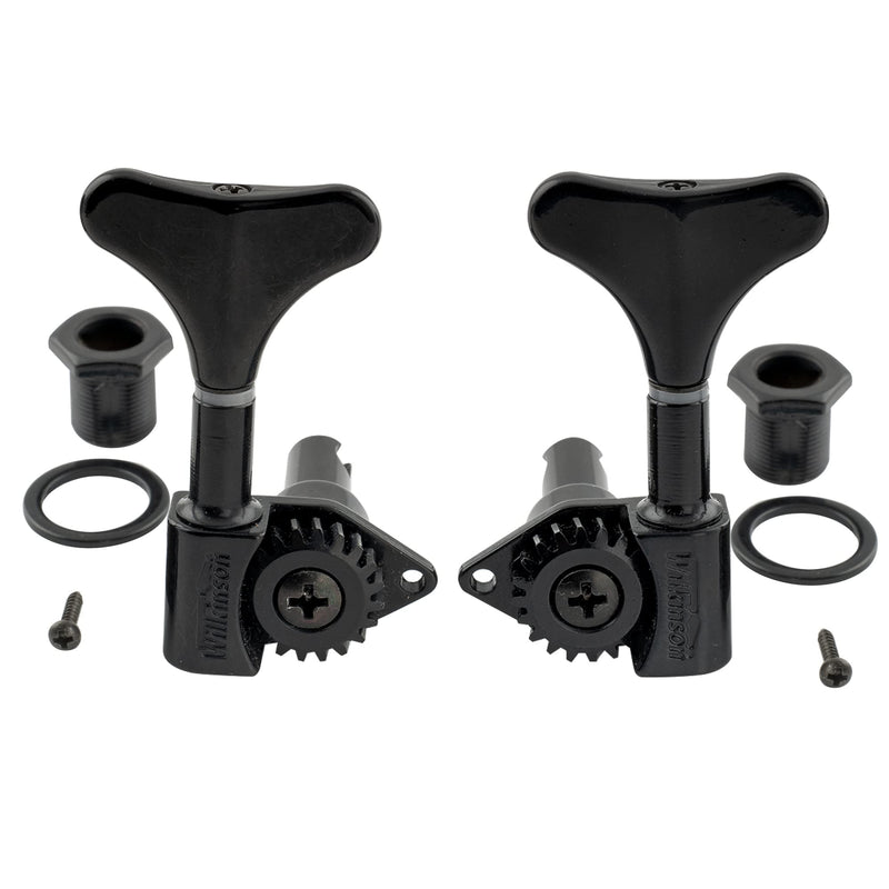 Wilkinson WJB750 2L +2R Bass Machine Heads 1:20 Ratio Open Gear Tuners Tuning Pegs Keys Replacement for Electric Jazz Bass or Precision Bass, Black