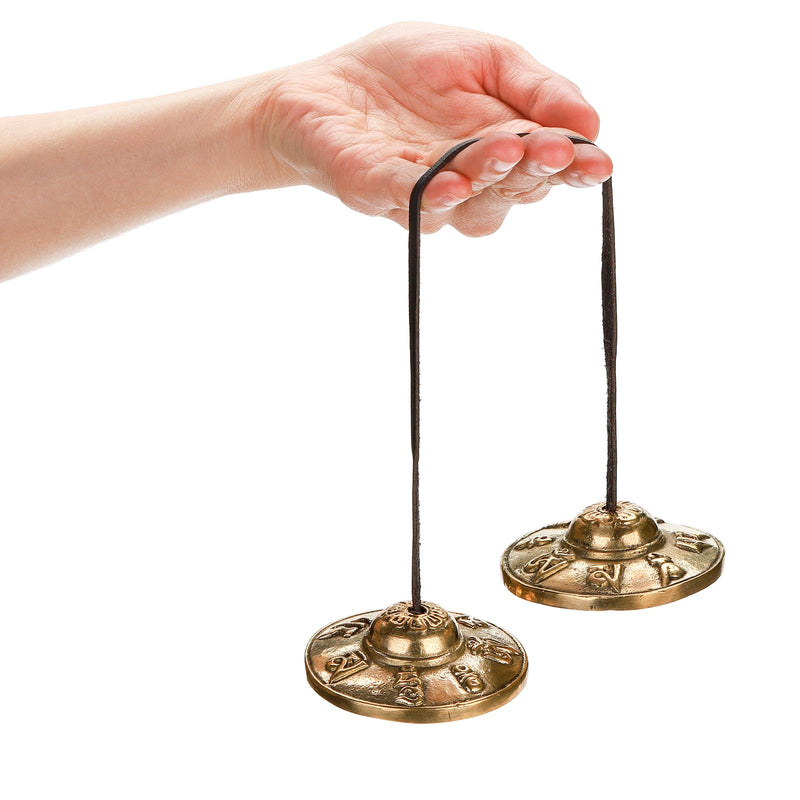 Foraineam Tingsha Cymbals Meditation Chime Bells, 2.5 Inch Brass Tibetan Tingsha Bells Relaxation Musical Instruments for Mindfulness, Chakra Healing, Stress Relief, Sound Awakening, Yoga Meditation