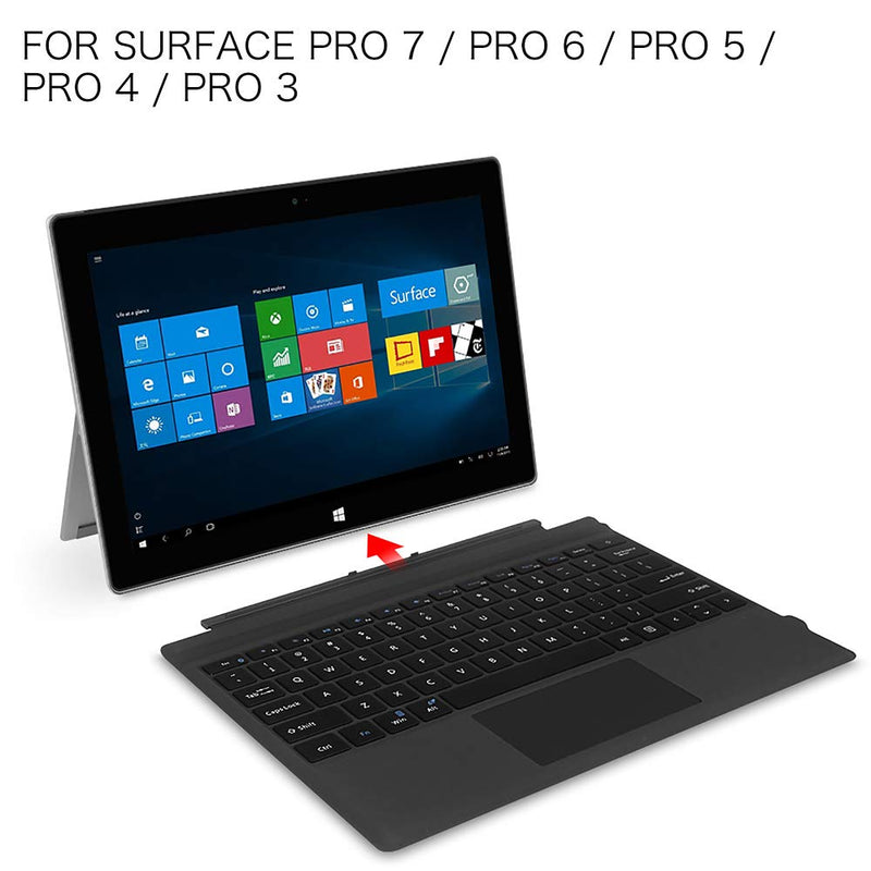 Fintie Type Cover for Microsoft Surface Pro 7 Plus/Pro 7 / Pro 6 / Pro 5 / Pro 4 / Pro 3, Ultrathin Portable Wireless Bluetooth Keyboard with Built-in Rechargeable Battery (Black)
