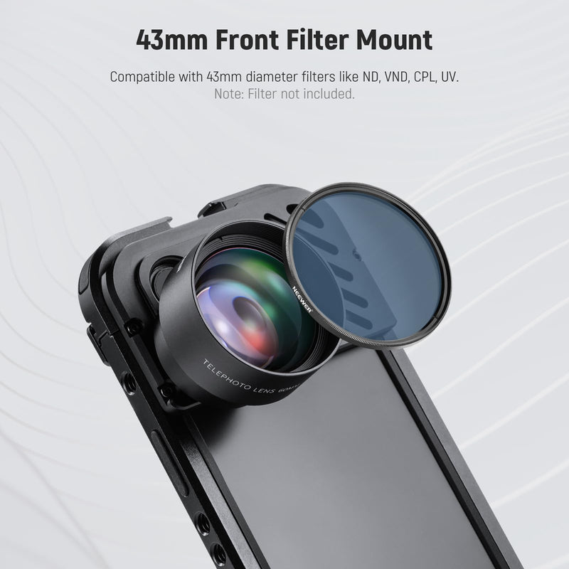 NEEWER HD 60mm Telephoto Lens Only for 17mm Thread Backplate, 2X Magnification Compatible with SmallRig NEEWER iPhone Samsung Phone Cage Case with 17mm Lens Adapter, LS-41