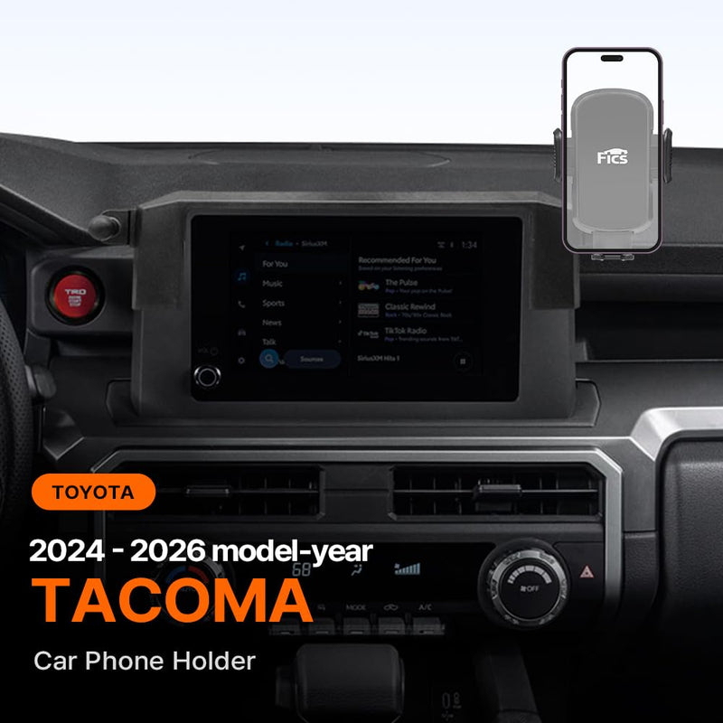 FICS Car Phone Holder for Toyota Tacoma 8-inch Screen 2024, 2025, 2026 Model-Year — Custom-Fit Center-Display Mount, No Adhesive
