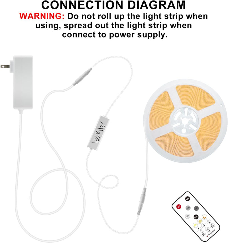 MINGER Led Strip Light 16.4ft, Dimmable for Mirror, Closet, Cabinet, 6500K Bright Daylight White