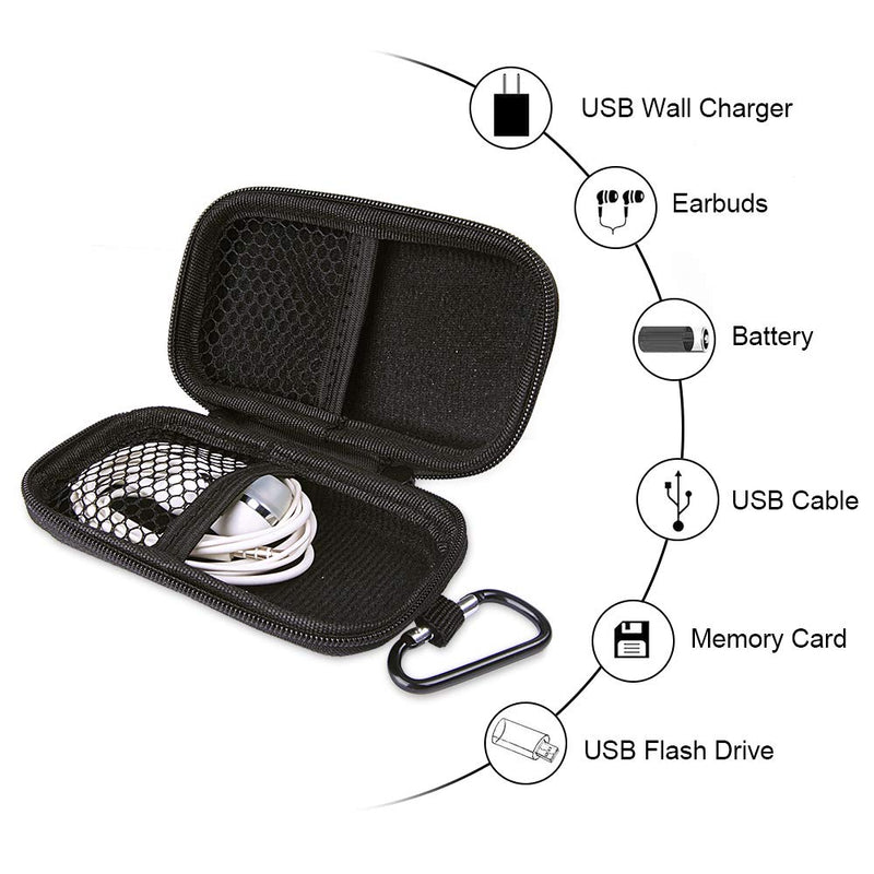 Durable MP3 Player Case, Hootek USB Flash Drive Case Bag Wallet, 2Pack EVA Shockproof Hard Carrying Travel Case Bag SD Memory Cards Cable Organizer for Headset, USB Cable and Electronic Accessories Black