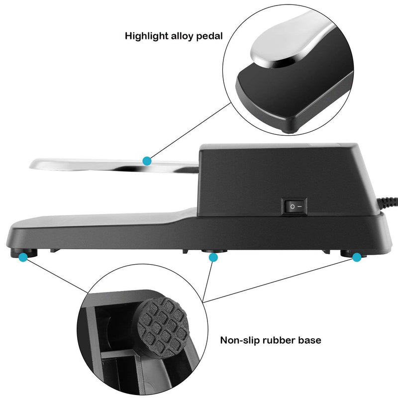 Universal Sustain Pedal Suitable for Yamaha Casio Roland Electronic Keyboards, Digital Piano & More Silver