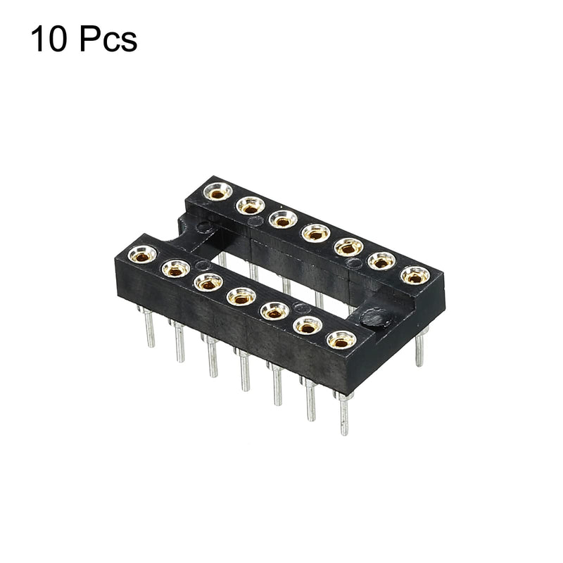 sourcing map DIP IC Chip Socket Adapter Flat Pin 14P 2.54mm Pitch IC Socket for PCB Board Chip 10 Pack