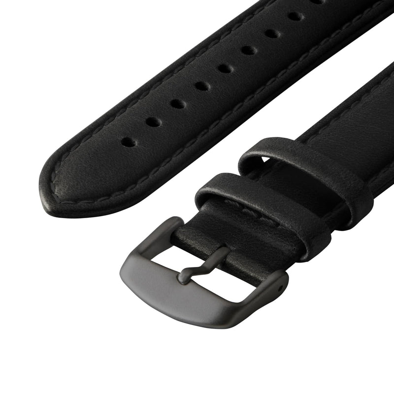 Archer Watch Straps - Top Grain Leather Watch Bands for Apple Watch 44/45/46/49mm Black/Matched Thread, Matte Gray Hardware