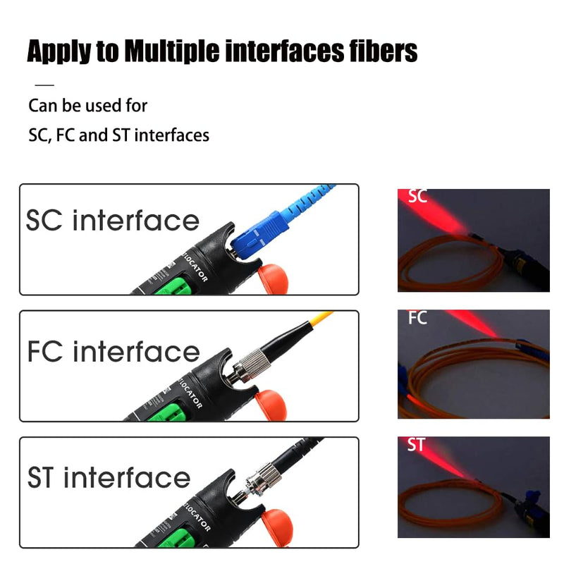 LIAYTRSS Visual Fault Finder 30mW 30km FTTH Fiber Optic Tester Fiber Optic Pen with 2.5mm Standard Interface for Fiber Interface SC/FC/ST (Pack of 1) 1PCS