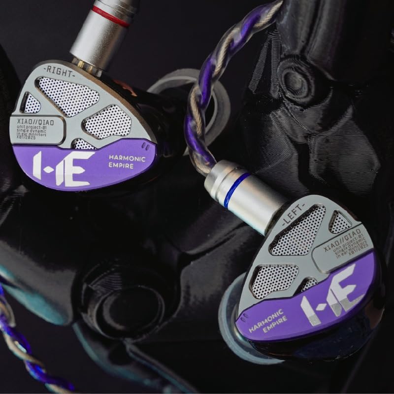 HE Xiao Qiao Semi-open Single Dynamic In Ear Monitors, 10mm Graphene Diaphragm Dynamic driver IEM, Gaming IEM Earphones, HiFi Wired Earphones with 5 Axis CNC Hyper Presicion Resin (Purple, 4.4mm) Purple