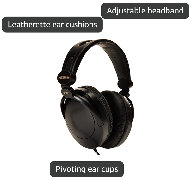 Koss 154336 R-80 Over Ear Headphones, Black