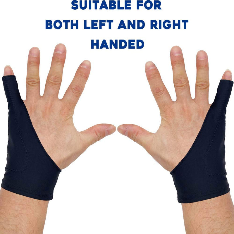 AKX Artist Glove XSmall - 2 Pack Palm Rejection Drawing Glove for Graphic Tablet, iPad - Smudge Guard, 1 Finger, Elastic Lycra, Fingerless Glove, Good for Left and Right Hand, Black | AK-010 XS 1 Finger, Black