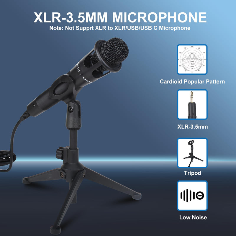 [AUSTRALIA] - Podcast Equipment Bundle, Basic Audio Interface with Mic and Stand, Denosing, Ducking, Loopback, Easy Used Podcast Bundle for KTV,Streaming,Podcasting, Game, PS5, Gift,YouTube, TikTok(Black) Black 