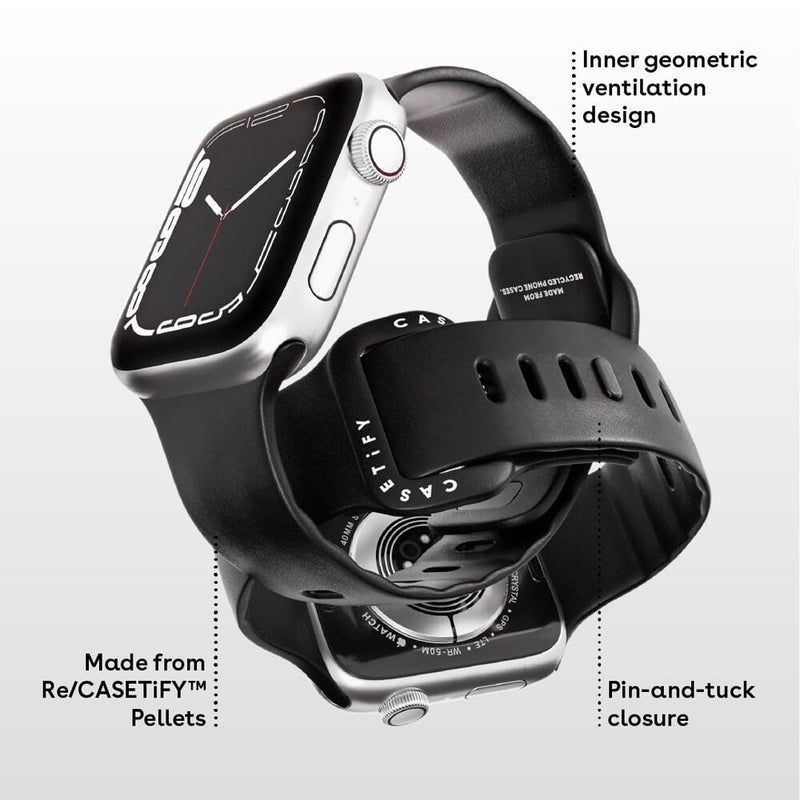 CASETiFY Impact Watch Band [Premium Soft Flexible Material] Compatible with Apple Watch Series 1-9, SE, Ultra - 38mm/40mm/41mm/42mm/44mm/45mm/49mm - Black Clear Polka Daub Hearts 42mm/44mm/45mm/46mm/49mm