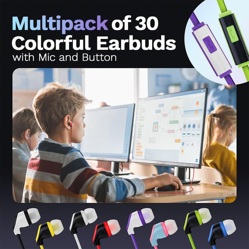 30-Pack USB C Wired Earbuds with Mic, Type C In-Ear Headphones w/ Noise Cancelling & Volume Control, Compatible with iPhone 16/15 Pro, iPad Pro, Galaxy S23/S22/S21/S20, Note 10/20, Kindle Fire Max 11
