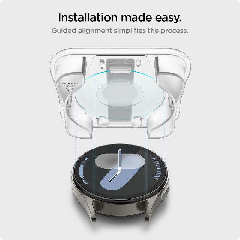 Spigen Tempered Glass Screen Protector [GlasTR EZ FIT] and Rugged Band Designed for Samsung Galaxy Watch 7 44mm