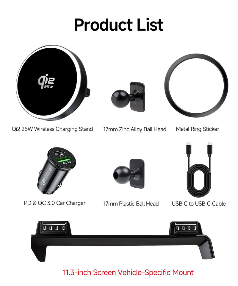 Qi2.2 25W Wireless Charger Car Phone Mount for Chevrolet Colorado 2023-2026 | 11.3" Screen Magsafe Magnetic Accessories Fast Charging Cell Phone Holder Compatible with iPhone Android, Navigation Bracket
