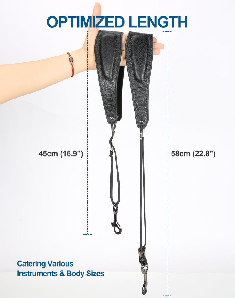 Saxophone Neck Strap with Adjustable Length, Ergonomic Soft Pads & Design - Robust Soprano, Tenor, Alto Saxophone Strap with Metal Adjuster & Swivel Hook, Perfect Saxophone Accessories Gift