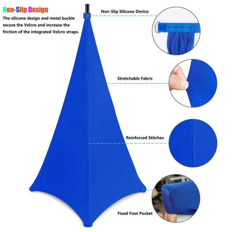 Speaker Stand Cover, Tripod Scrim Cover for Speaker & Lighting Stands, Ideal for Weddings, Banquets & DJ Events (2-Pack, Blue) 2-Pack, Blue