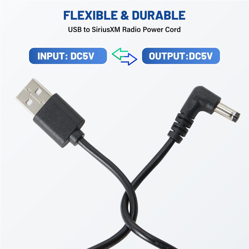 [AUSTRALIA] - 3.2ft USB Power Cord Cable 5 Volt Charger Connector for Sirius XM Radios Receiver for SXVD1(A), XDPIV1, XDPIV2, SDPIV1, XAPV2 XMP3i, SXiV1, SXDV3 Cradles Dock PowerConnect SiriusXM Radio 3.2 ft 