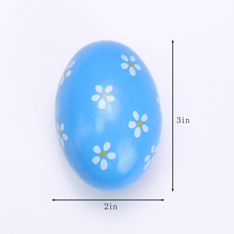 [AUSTRALIA] - Wooden Colorful egg shaker for children's Hand Percussion Shakers instruments pieces random patterns Easter Halloween props (Multicolour 18 PCS) Multicolour 18 Pcs 