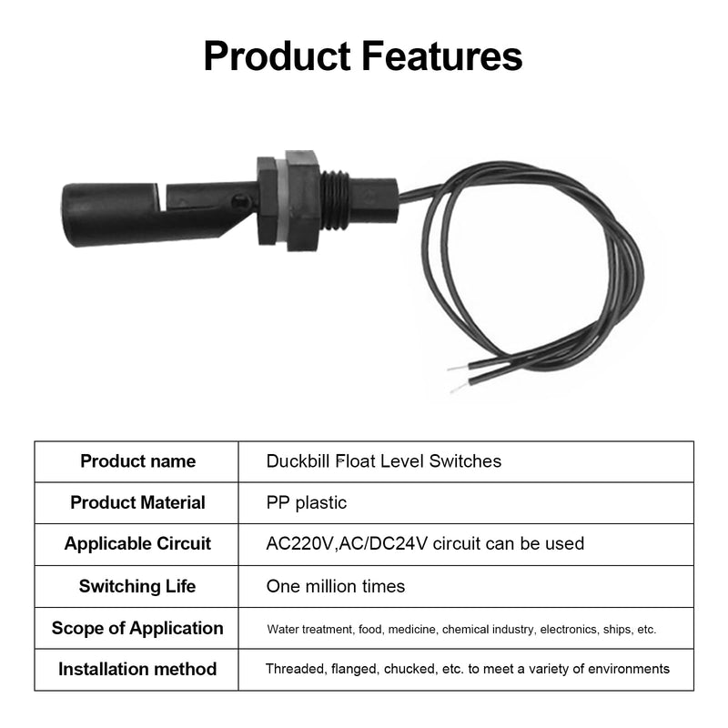 Joycabin Pack of 5 Float Switch Water Level Sensor, Float Switch, Level Switch, Side Mounted Horizontal Float Switch, Liquid Float Switch for Tank, Pool, Horizontal, Aquarium black
