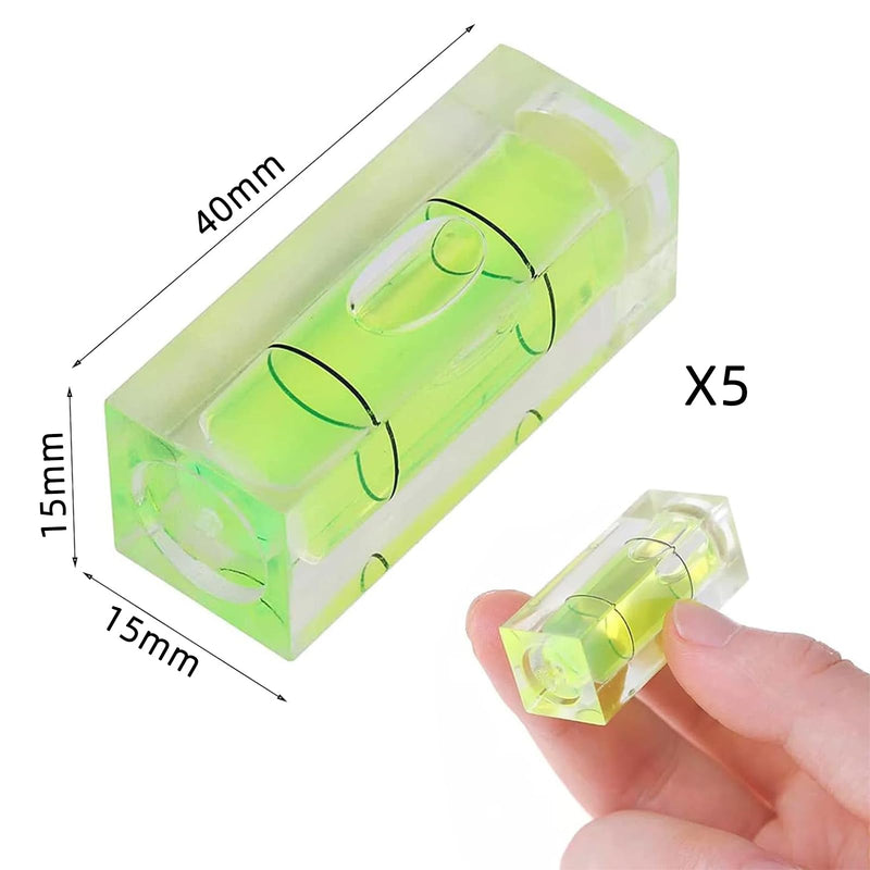 5 pieces mini spirit level, 15 x 15 x 40 mm precision bubble level, spirit level for camping, caravan, motorhome, camera equipment Style C-5PACK