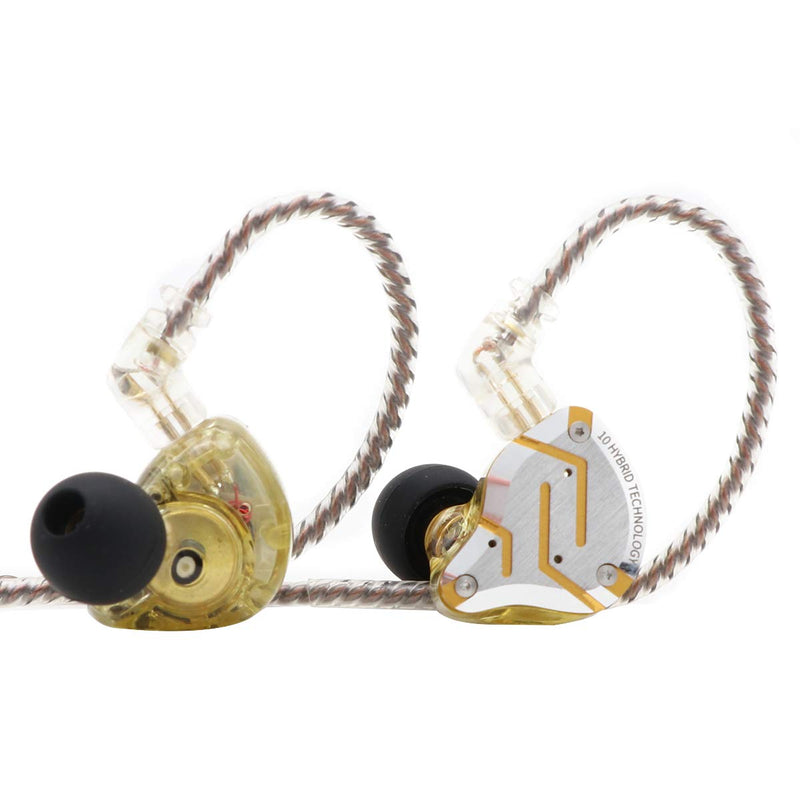 Linsoul KZ ZS10 Pro in Ear Earphones(Without Mic, Glare Yellow) +Tripowin Zonie 16 Core Cable(Recessed 2pin, 3.5mm, Gold)