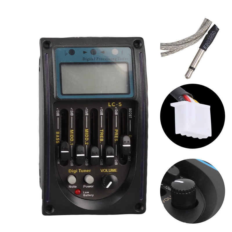 5 Band Guitar Pickup EQ Equalizer Piezo Pickup with LCD Display Tuning Function Guitar Preamp Pickup