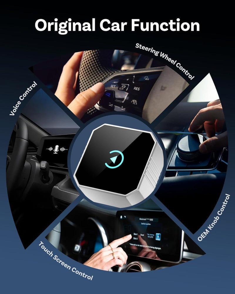 Wireless CarPlay Adapter for Apple iPhone & Android Auto, 2026 Upgraded 2-in-1 Plug and Play Converts Wired to Wireless Car Play Adapter, Fast Auto-Connect, Mini Size with iPhone iOS 10+ Soft silver