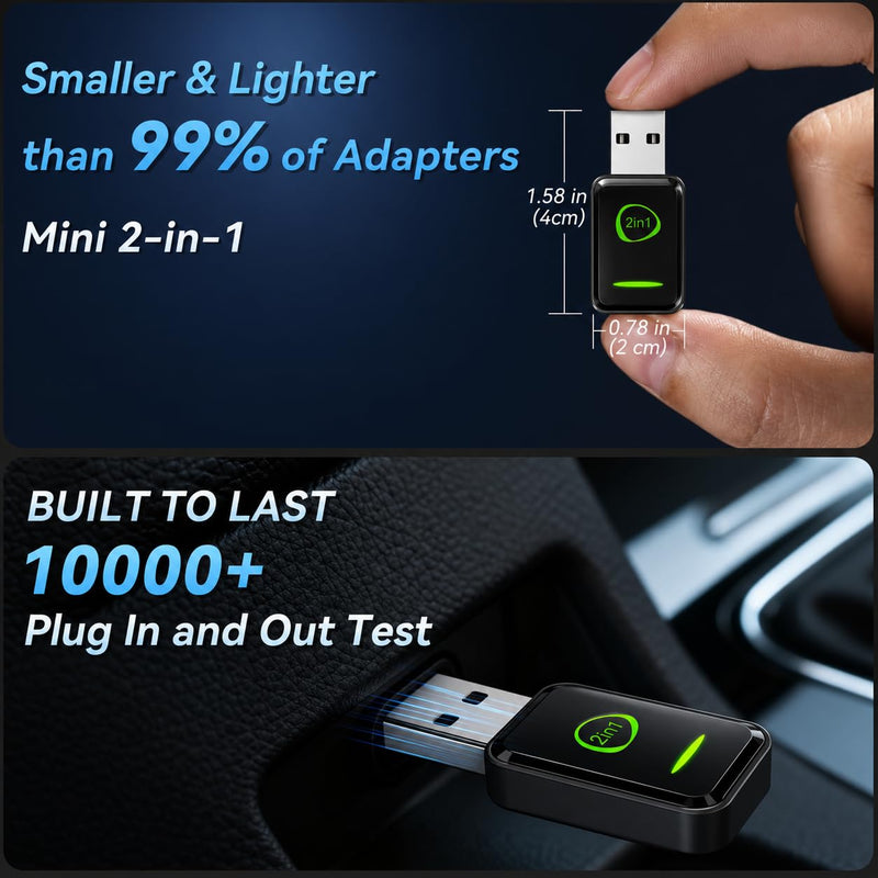 Wireless CarPlay Adapter 2025 Upgrade,Mini USB Design for Cars with Built-in Wired Apple CarPlay, 2-in-1 Plug and Play Easy Use Fast Stable Connection Car Play for iPhone(Black) black