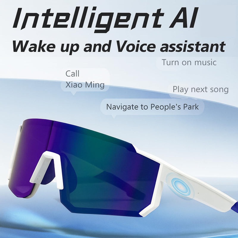 Yihou Smart Glasses Bluetooth Sunglasses Cycling Glasses with Open Ear Speaker Answer Calls for Outdoor Activities Greenpurple-black