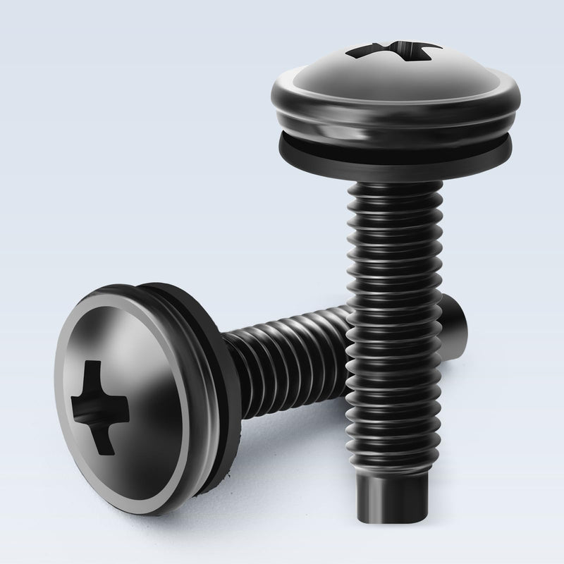 120PCS 10/32 Server Rack Screws, Racks Mounting Steel Screws with Washers and Screwdriver for Server Cabine