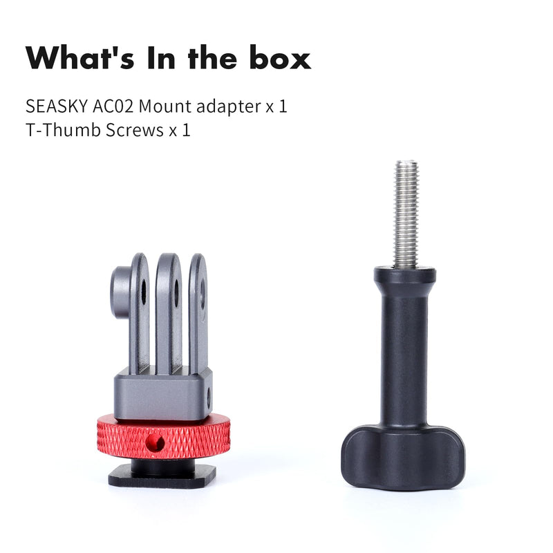 [AUSTRALIA] - SEASKY AC02 Action Camera SLR Camera Cold hot Shoe Mount Tripod Adapter Conversion Accessory All-Metal Aluminum Alloy for GoPro Hero 13/12/11/10/9, for DJI Action 6/5 Pro 4/3, for Insta360 Ace Pro 2 