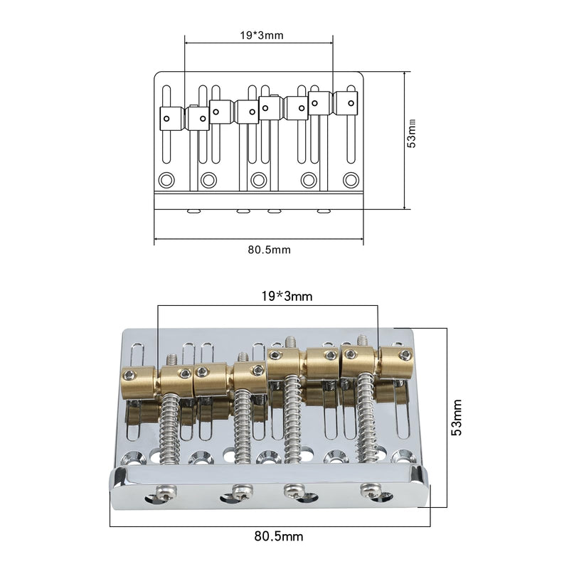 [AUSTRALIA] - Chrome Electric Bass Guitar Bridge with Brass Saddles Zinc Alloy Plate 4 String Fixed Bridge Compatible with Fender Jazz Precision Bass Bridge Replacement Parts Chrome 