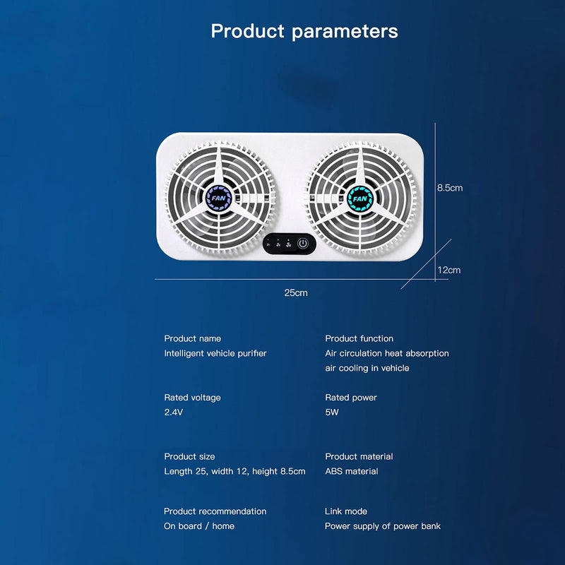 2.4v 5w Usb Charging Air Vent Exhaust Small Window Fan, 3 Levels Adjustable Window Fans with Exhaust Intake Install to Door Glass(equip Motor)