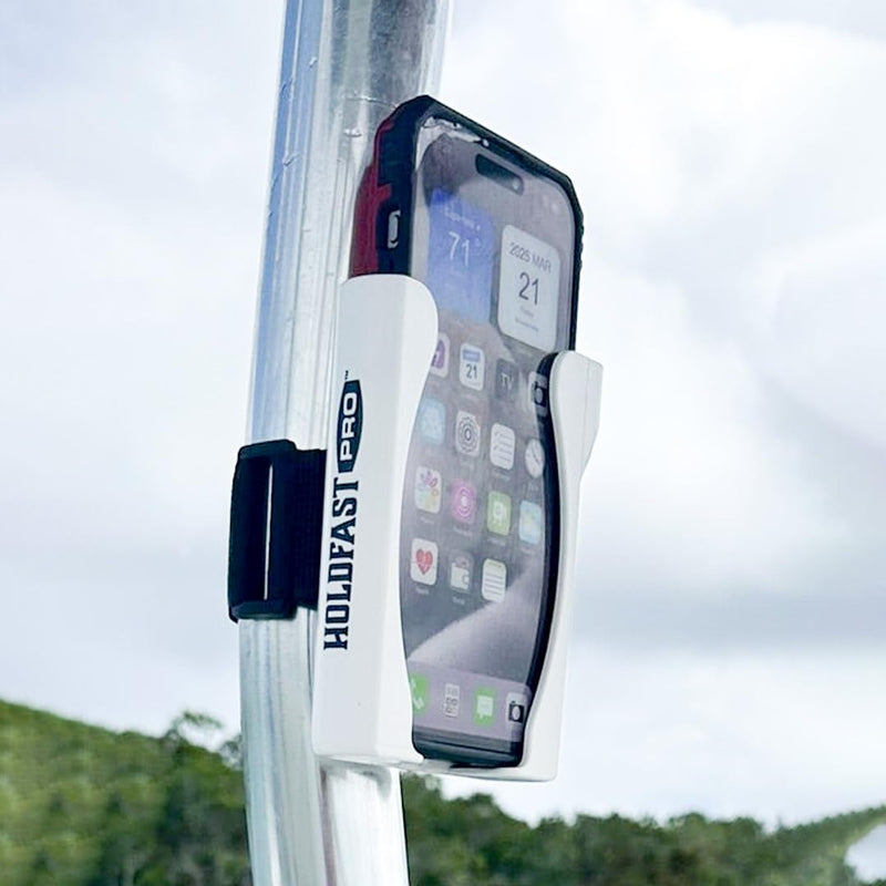 Boat Phone Holder, Marine Cell Phone Holder for Boat | Adjustable and Secure Marine Smartphone Mount, Durable Boating Accessory Made for Outdoor Conditions White