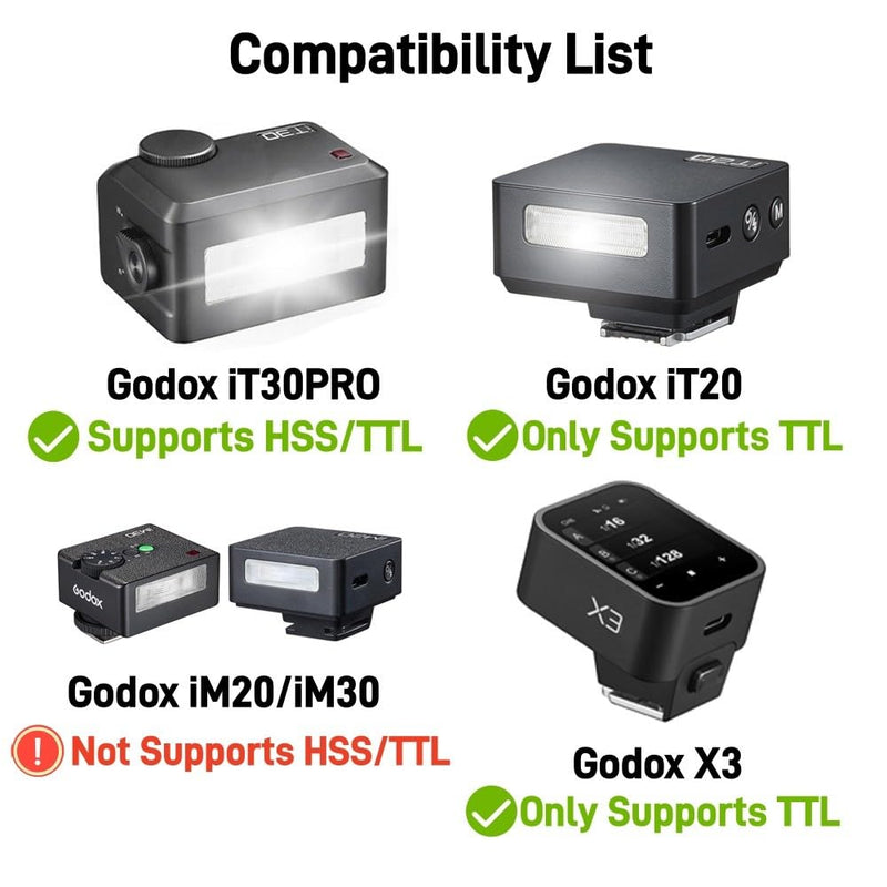 Godox TR-C TTL Hot Shoe Riser for Canon Cameras,0-90° Angle Adjustment,30mm Height Increase, Reduce Lens Shadow Compatible with Godox iT30 Pro C,iT20 C,iT22C,iM30,iM20,iM22 Mini Flash