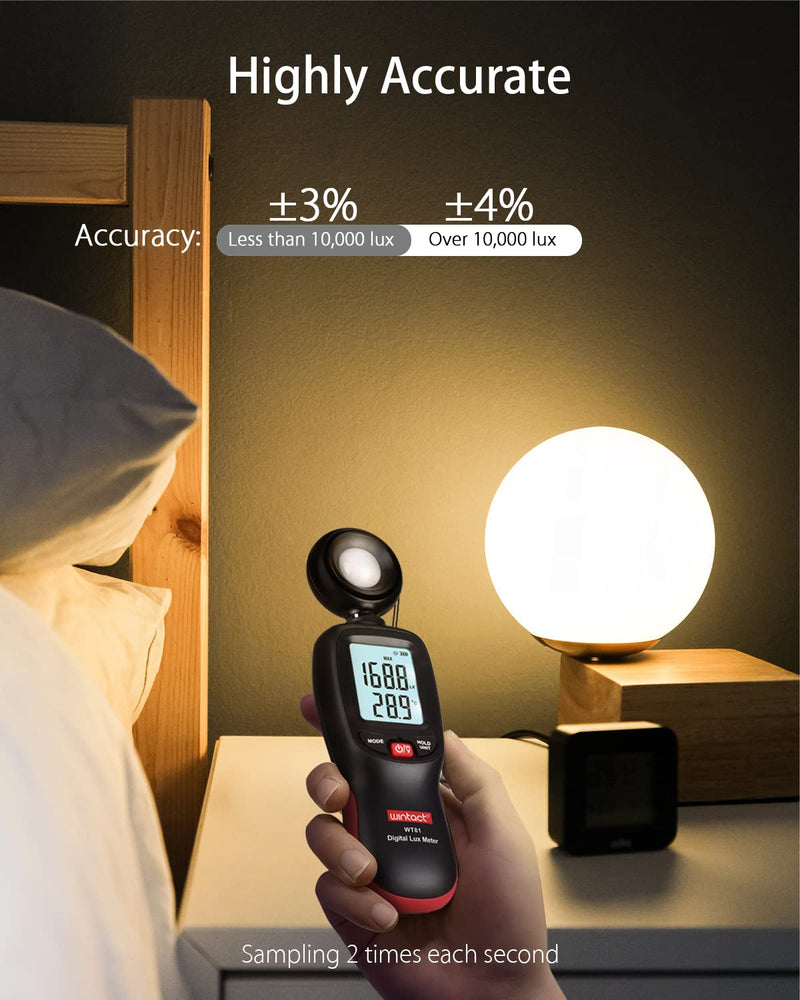[AUSTRALIA] - Wintact Digital Illuminance Light Meter Handheld with Thermometer Ambient, Lux Meter Range up to 200,000 Lux, Photometer Light Intensity Sense Test for Garden Indoor Plants LED Grow Light, Photography 