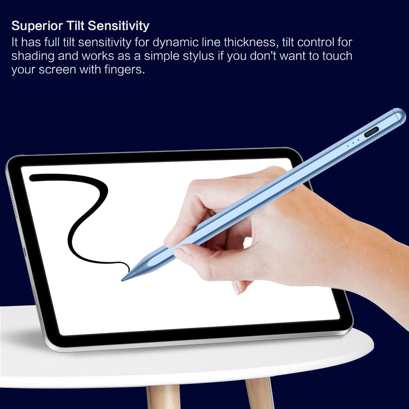 Stylus Pen for iPad, Palm Rejection Apple Pencil for iPad Pro 2021 11/12.9 Inch 2018-2022, iPad 9th Gen, iPad 6/7/8th Gen, iPad Air 3/4/5, Upgraded Tilt Sensitivity Magnetic Stylus Apple Pen, Sky Blue