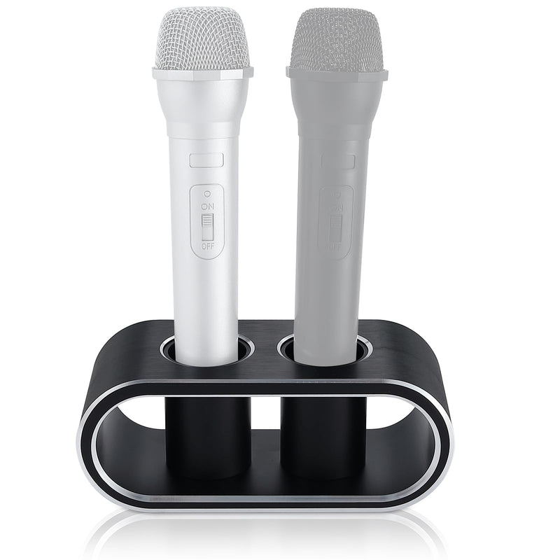 [AUSTRALIA] - Metal Aluminum Alloy Desktop Microphones Storage Holder, Stand Support Base For Wireless Microphones, Fashionable Tabletop Mics Organizer (M, Brushed black) M 