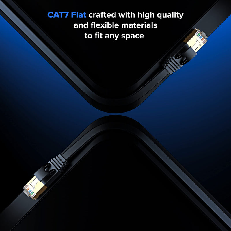 Maximm Cat7 Flat Ethernet Cable 15 ft Pink, 5-Pack Shielded 10Gbps RJ45 15 Feet Multicolor