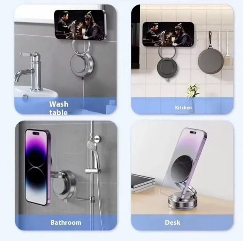 360° Adjustable Vacuum Magnetic Phone Holder, Suction Cup Phone Mount for Magsafe, Portable Cell Phone Holder for Car, Makeup/Gym/Mirror, Fit for All iPhones.