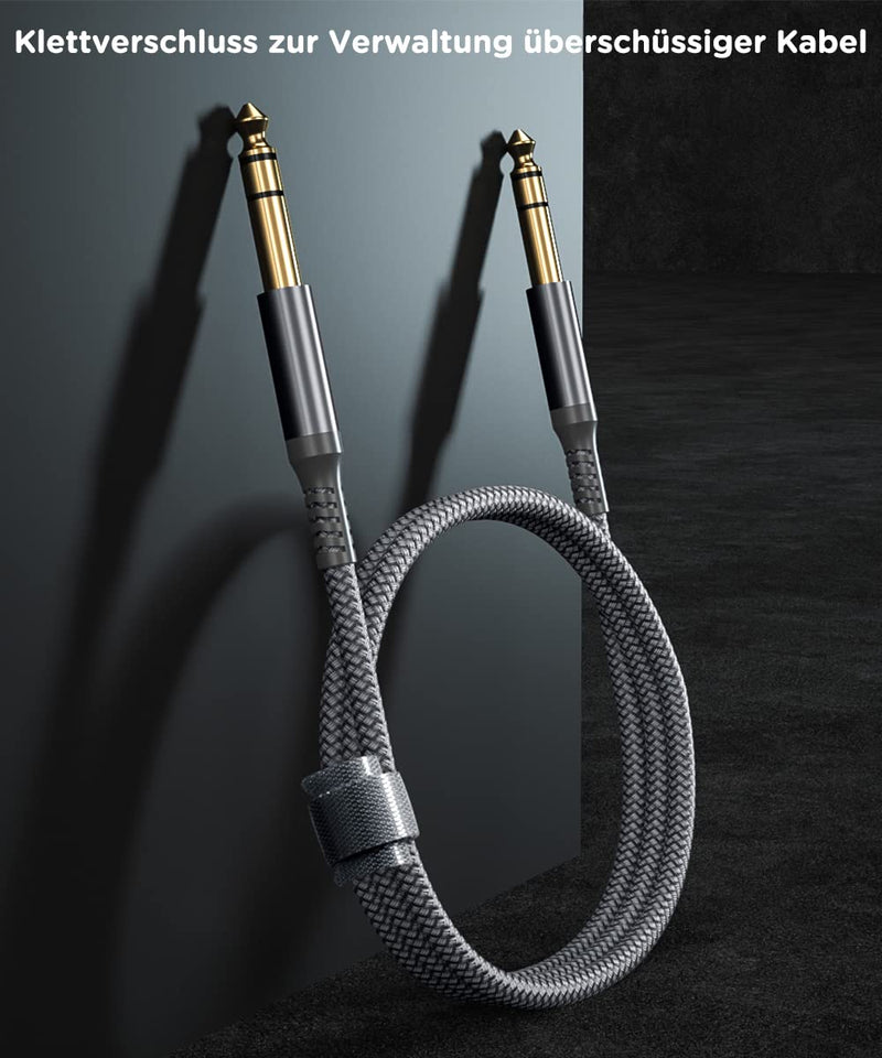 6.35mm TRS Instrument Cable 30FT 2-Pack,Straight 1/4 Inch Male Jack Stereo Audio Interconnect Cord,6.35 Balanced Lead Line for Electric Guitar,Bass,Keyboard,Mixer,Amplifier,Amp,Speaker,Equalizer 30FT/9M Gray