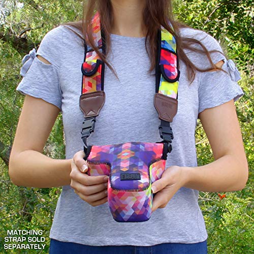 USA Gear Camera Sleeve (Geometric) + Camera Neck Strap (Geometric) - Bundle